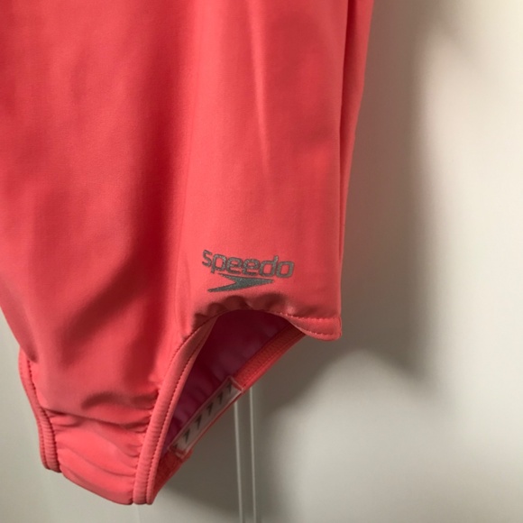 Speedo Girls  One Piece Swimsuit Coral Pink with Star Ruffle Size 6 NWOT - Picture 3 of 9